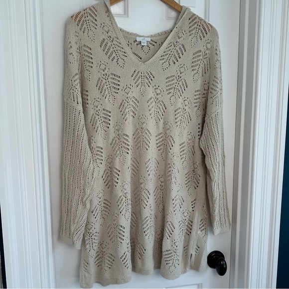 J. Jill Tops - J Jill Women's Textured Stitch Hooded Sweater EUC
